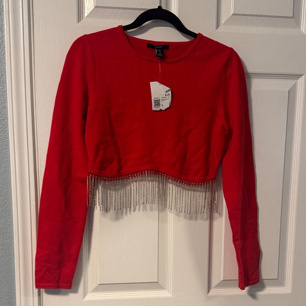 Forever 21 Red Crop Top with Fringe